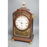 A Regency cut brass inlaid mahogany bracket timepiece by Frank Rogers, 46cm tall