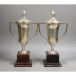 A pair of Royal Hong Kong Jockey Club sterling presentation two handled trophy cups and covers,