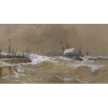 Thomas Bush Hardy (1842-1897), watercolour, 'Towing in distress', signed, 13.5 x 24cm.