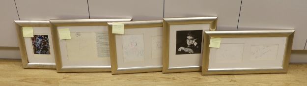 A collection of mostly framed autographs to include an event card from Elton John, 25 March 1994
