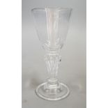 A pedestal stem wine glass, c.1730, 15cms high