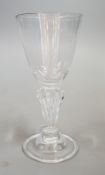 A pedestal stem wine glass, c.1730, 15cms high