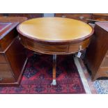 A Regency and later circular mahogany drum table, diameter 106cm, height 75cm