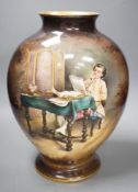 A German porcelain vase signed A. Winkner Nach Meissonier, 34cm