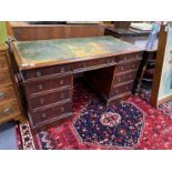 A Victorian mahogany pedestal desk, length 136cm, depth 67cm, height 73cm