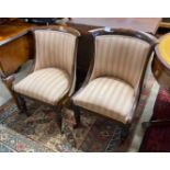 A pair of William IV simulated rosewood upholstered side chairs, width 51cm, depth 52cm, height