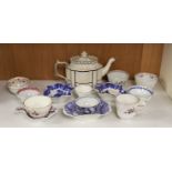 A selection of 18th century and later English porcelain tea bowls, a pair of Spode pickle dishes,