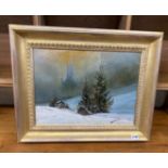 After C D Frederic, Winter landscape, gilt framed, 33 x 45cm