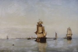 Jan Frederik Schutz (Dutch 1817-1888), oil on canvas, Shipping off the Dutch coast, signed and dated