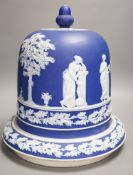 A Wedgwood style blue jasper stilton dome and stand, 36cms high