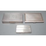 A George VI engine turned silver rectangular cigarette box/case, engraved with a squirrel, W.H.