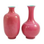 Two Chinese ruby ground vases, possibly Republic period, each with a printed four character Qianlong