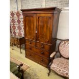 A small Victorian mahogany linen press, width 113cm, depth 54cm, height 179cm