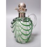 A late Victorian Art Nouveau silver mounted glass claret jug and stopper, D & M Davis, Birmingham,