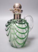 A late Victorian Art Nouveau silver mounted glass claret jug and stopper, D & M Davis, Birmingham,