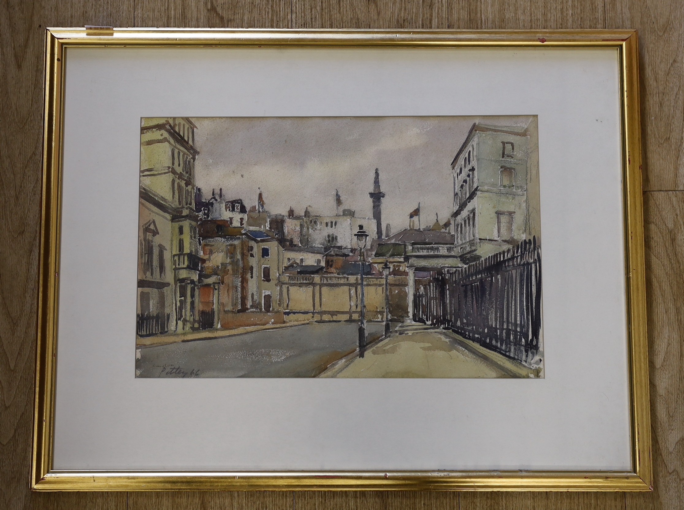 Llewellyn Petley-Jones (1908-1986) watercolour, London street scene, near Trafalgar Square, signed - Image 2 of 3
