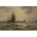 Thomas Bush Hardy (1842-1897), watercolour, 'Off the French Coast', signed and dated 1895, 26 x