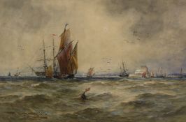 Thomas Bush Hardy (1842-1897), watercolour, 'Off the French Coast', signed and dated 1895, 26 x