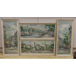 André Picot (1910-1992), four oils on board, Views of Paris, signed, 76 x 30cm and 30 x 76cm