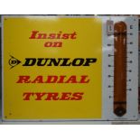 An enamel sign, Insist on Dunlop Radial Tyres, 66.5cms wide x 51cms high