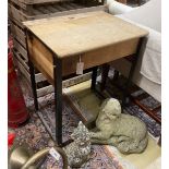 A vintage oak student's desk, width 60cm, depth 46cm, height 76cm