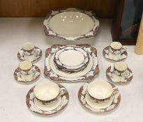 A Crown Ducal part tea and coffee set of orange tree pattern