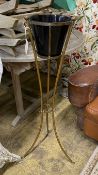 A mahogany and brass plant stand, height 104cm