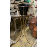 A mahogany and brass plant stand, height 104cm