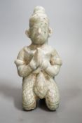 A Thai celadon Buddhist figure, Si Satchanalai, c.1450-1599, 18cms high Provenance- collected by the