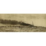 William Lionel Wyllie, etching, “HMS Champion and 13th Flotilla ahead of Beatty’s battle