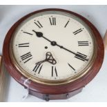 A teak cased wall clock, 38cms diameter