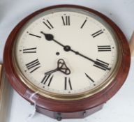 A teak cased wall clock, 38cms diameter