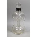 An Edwardian silver mounted waisted glass decanter and stopper, Hukin & Heath, Birmingham, 1906,