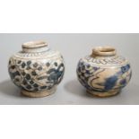 Two Chinese Swatow blue and white jarlets, early 17th century, 5cm tall Provenance- collected by the