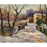 L Chenu, oil, “Winter landscape”, signed, 52 x 64cm