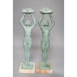 A pair of Art Deco bronzed metal figures stamped ‘Limousin’, 37cm