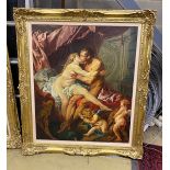 After Boushe, Hercules and Olympia, gilt framed, 90 x 74cm