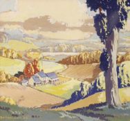 Roland Batchelor (1889-1990), goauche, Rolling landscape, signed and dated '46, 14 x 15cm