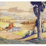 Roland Batchelor (1889-1990), goauche, Rolling landscape, signed and dated '46, 14 x 15cm