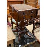 A Regency mahogany drop leaf work table, length 69cm extended, depth 48cm, height 71cm