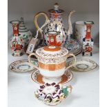 A selection of English porcelain and ceramics, to include a two handled Wedgwood Queensware urn,