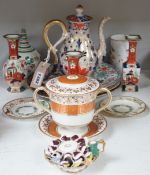 A selection of English porcelain and ceramics, to include a two handled Wedgwood Queensware urn,