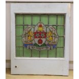 A framed stained glass panel Southampton crest