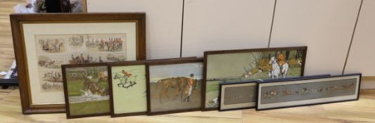 Cecil Aldin and Lionel Edwards, seven assorted colour prints, Hunting and coaching scenes, largest