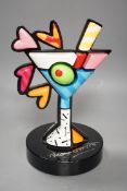 Romero Britto (Brazilian, 1963-), mixed media sculpture RP, "Cocktails", 27cm