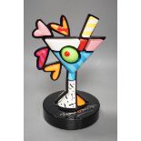 Romero Britto (Brazilian, 1963-), mixed media sculpture RP, "Cocktails", 27cm