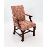 A George III style mahogany elbow chair, width 84cm, depth 67cm, height 101cm