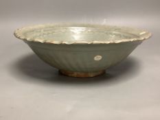A Thai Sawankhalok celadon bowl, 14th-16th century, 28cms diameter Provenance- collected by the