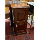 A Victorian panelled mahogany bedside cabinet, width 39cm, depth 34cm, height 78cm