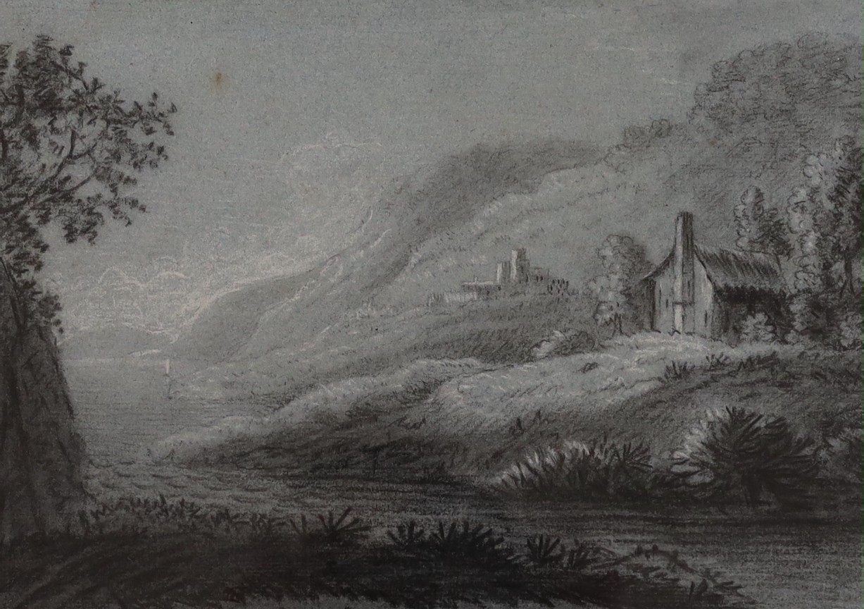 Attributed to Dr Thomas Monro (1759-1833) two charcoal and chalk drawings, River landscapes, 16 x - Image 3 of 3